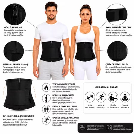 Sauna Etkili Termal Bel Korsesi Terletici Toparlayıcı Sıkılaştırıcı Korse Kemer