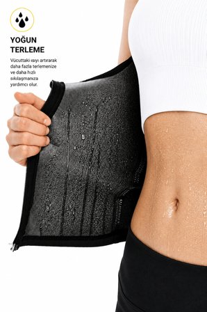  Termal Sauna Korsesi – Terletici Fermuarlı Bel ve Karın Şekillendirici Spor Korse