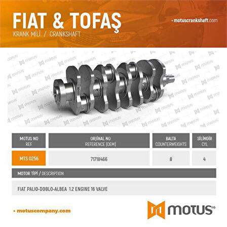Fiat Krank Palıo Albea Doblo 1,2 16v (kece:27mm) - Motus 256