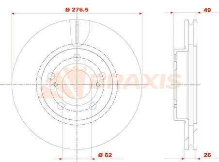 Toyota On Fren Diski Aynası Havalı Toyota Corolla 13-> Aurıs 1.3 1.6 12-> Aurıs 1.4 D4d 12-> (277x5) - Braxıs Ae0812
