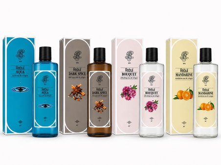 Rebul Aqua - Dark Spice - Bouquet - Mandarine 4'lü Kolonya Seti 4x250 ml Cam Şişe