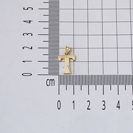 Lettera T Harfi 14 Ayar Altın Kolye Ucu