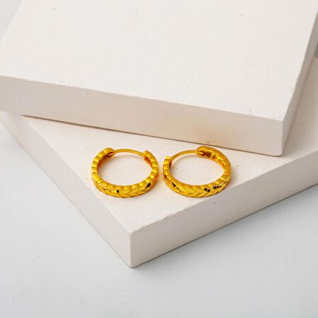 14 Ayar Başak Halka Küpe Büyük Boy