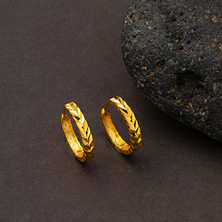 14 Ayar Başak Halka Küpe Büyük Boy