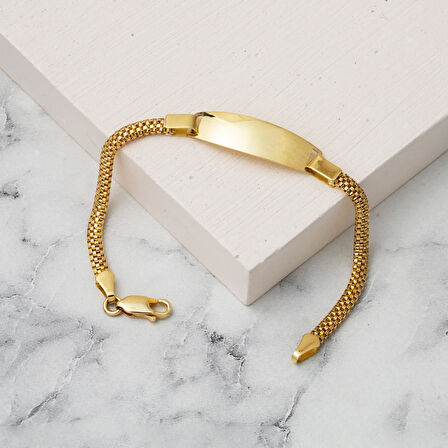 Örgü Zincirli 14 Ayar Altın Çocuk Bilekliği