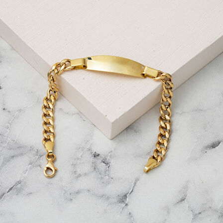 Kalın Gurmet Zincirli 14 Ayar Çocuk Bilekliği