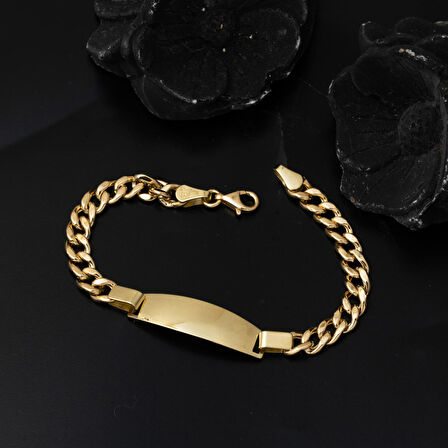 Kalın Gurmet Zincirli 14 Ayar Çocuk Bilekliği