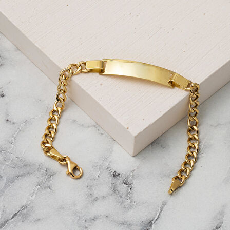 Gurmet Zincirli 14 Ayar Altın Çocuk Künyesi