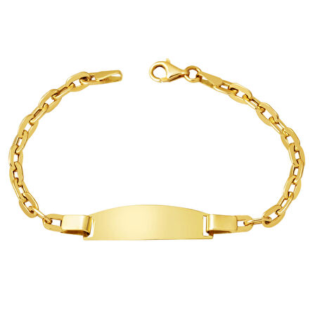 Zincirli İsim Yazılabilen 14 Ayar Altın Çocuk Künyesi