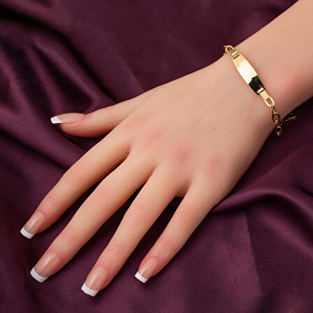 İsim Yazılabilen Plakalı 14 Ayar Altın Çocuk Künyesi