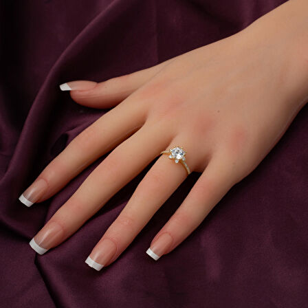 14 Ayar Altın Hanımeli Tektaş Yüzük