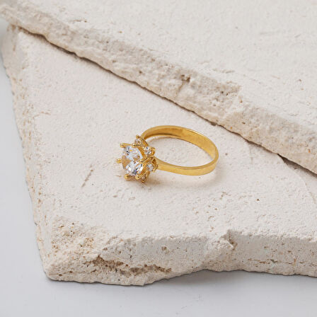 Hanımeli Tektaş Yüzük 14 Ayar Altın