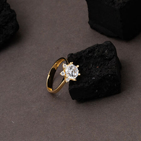 Hanımeli Tektaş Yüzük 14 Ayar Altın