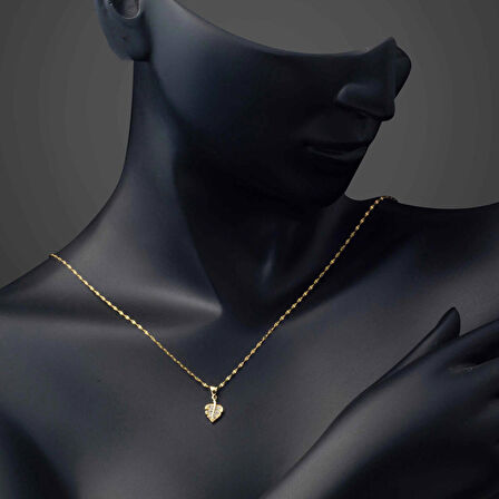 Yapraklı Minimal 14 Ayar Altın Kolye