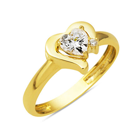 14 Ayar Altın Minimal Kalp Yüzük