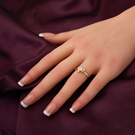 14 Ayar Altın Minimal Kalp Yüzük