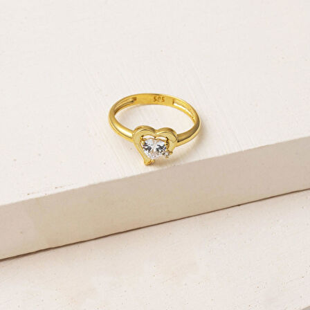 14 Ayar Altın Minimal Kalp Yüzük