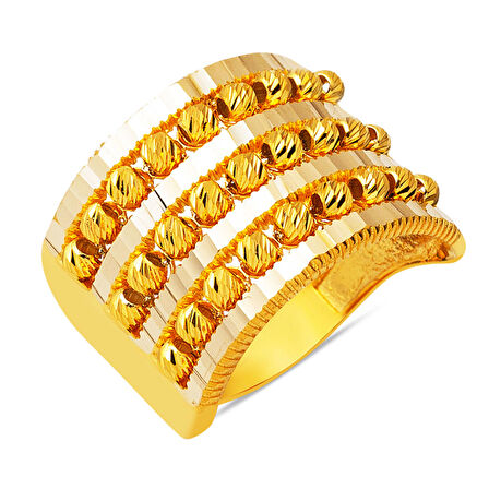 Üç Sıra Dorikalı Ajda Altın Yüzük