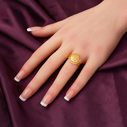 Petek Sarı Altın Yuvarlak Yüzük