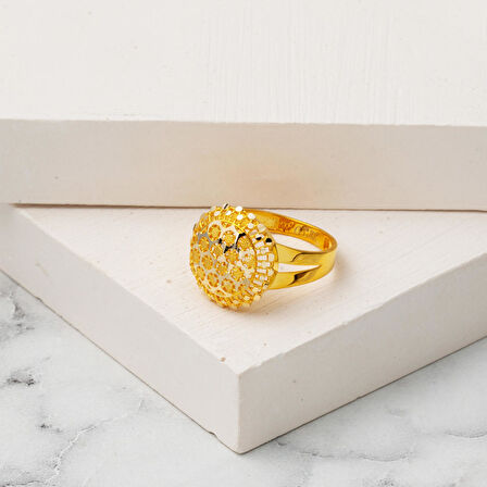 Petek Sarı Altın Yuvarlak Yüzük