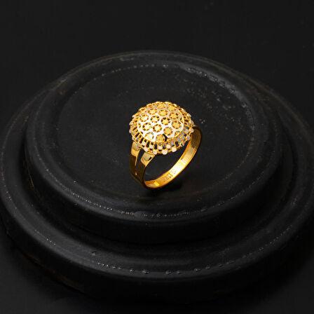 Petek Sarı Altın Yuvarlak Yüzük