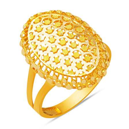 Petek Sarı Altın Elips Yüzük