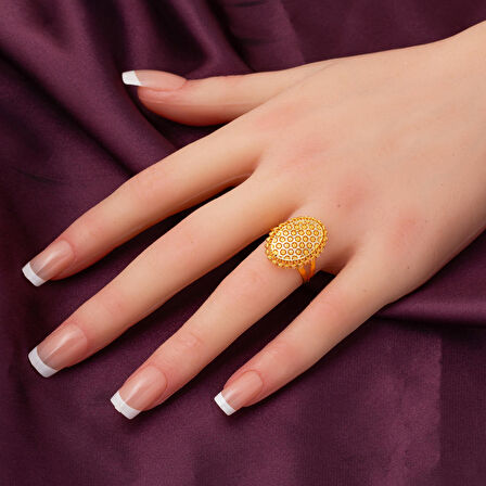 Petek Sarı Altın Elips Yüzük