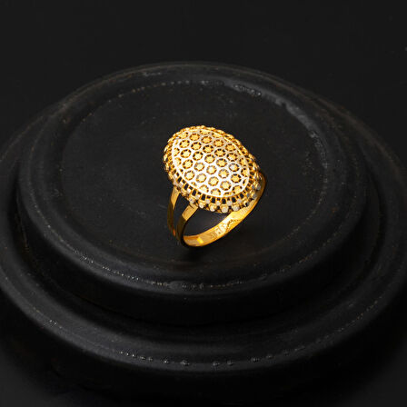 Petek Sarı Altın Elips Yüzük