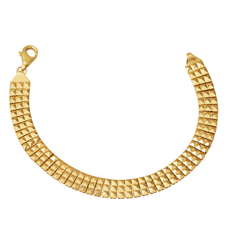 Piramide 14 Ayar Altın Taşsız Bileklik