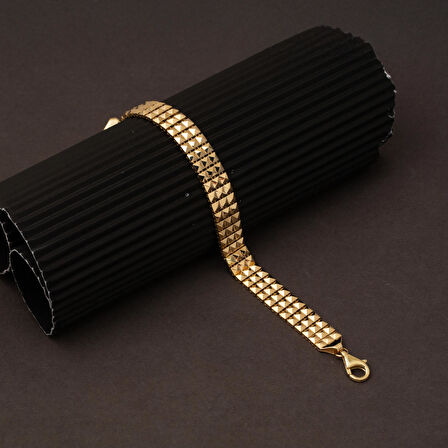 Piramide 14 Ayar Altın Taşsız Bileklik