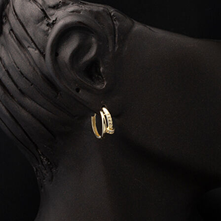 Çivili Altın 14 Ayar Halka Küpe