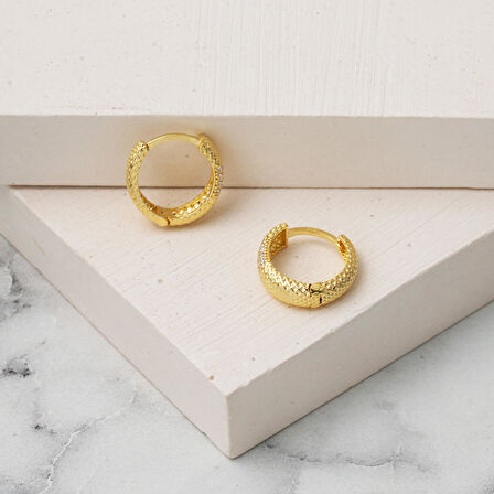 Yakamoz Halka Küpe 14 Ayar Altın