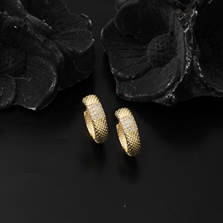 Yakamoz Halka Küpe 14 Ayar Altın