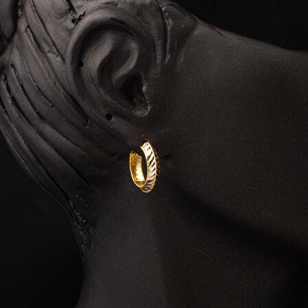 Pullu Altın Halka Küpe 14 Ayar