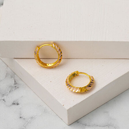 Pullu Altın Halka Küpe 14 Ayar