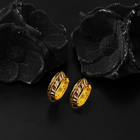 Pullu Altın Halka Küpe 14 Ayar