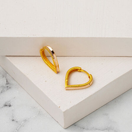 Kalp Ajda 14 Ayar Altın Halka Küpe