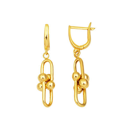 Tiffany Spor Altın Sallantılı Küpe