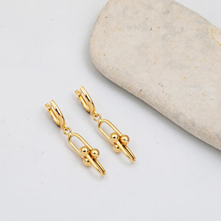 Tiffany Spor Altın Sallantılı Küpe