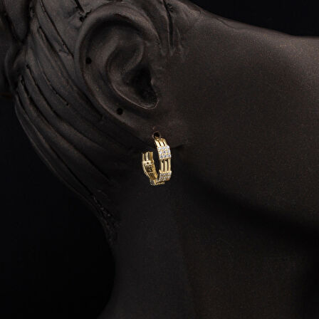 Işıltılı Halka Altın Küpe