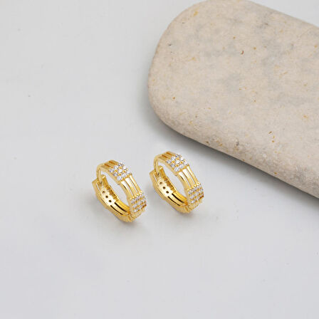 Işıltılı Halka Altın Küpe