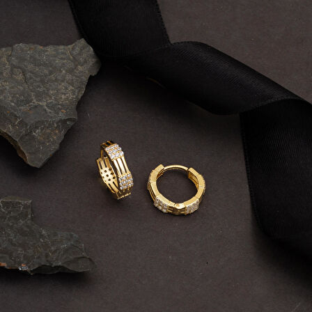 Işıltılı Halka Altın Küpe