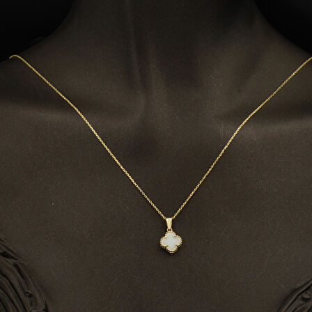 Yonca Sedef Taşlı 14 Ayar Altın Kolye