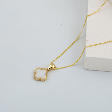 Yonca Sedef Taşlı 14 Ayar Altın Kolye