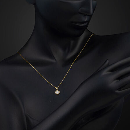 Yonca Sedef Taşlı 14 Ayar Altın Kolye