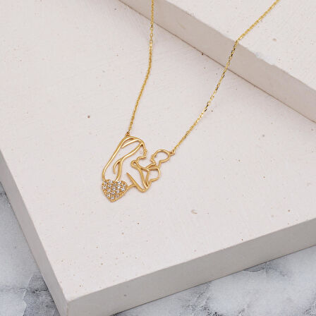 Bebek Anne Altın Kolye 14 Ayar