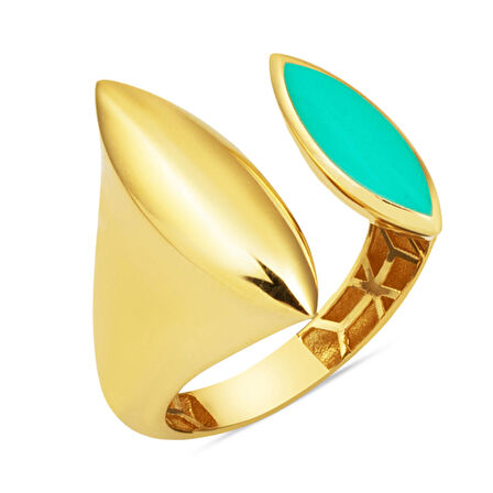 Su Yeşili 14 Ayar Altın Twin Yüzük