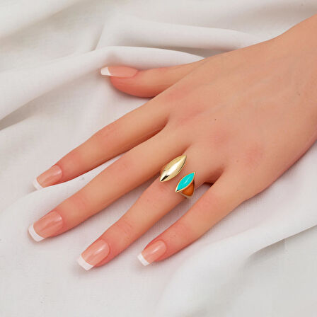 Su Yeşili 14 Ayar Altın Twin Yüzük