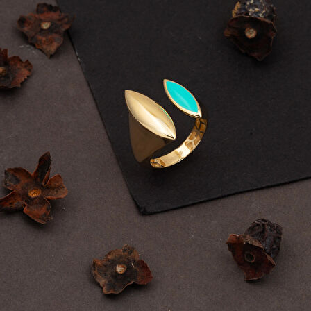 Su Yeşili 14 Ayar Altın Twin Yüzük