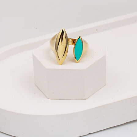 Su Yeşili 14 Ayar Altın Twin Yüzük